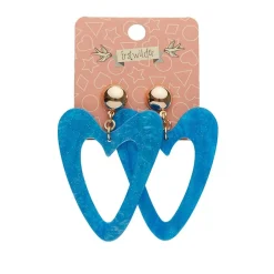 Erstwilder Statement Glitter Ripple Heart Drop Earrings - Aqua^ Essential Earrings