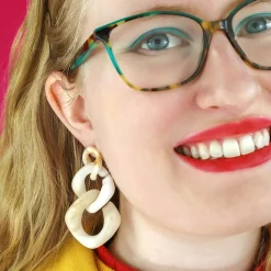 Erstwilder Statement Marble Chain Earrings - Cream^ Essential Earrings