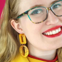 Erstwilder Statement Marble Chunky Drop Earrings - Mustard^ Essential Earrings