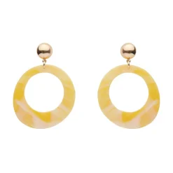 Erstwilder Statement Marble Resin Circle Drop Earrings - Yellow^ Essential Earrings