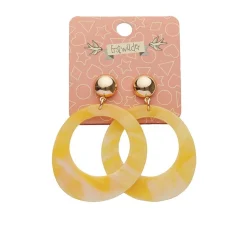 Erstwilder Statement Marble Resin Circle Drop Earrings - Yellow^ Essential Earrings