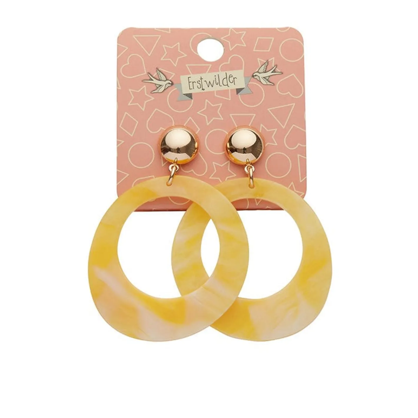 Erstwilder Statement Marble Resin Circle Drop Earrings - Yellow^ Essential Earrings