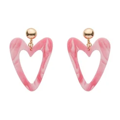 Erstwilder Statement Marble Resin Heart Drop Earrings - Pink^ Essential Earrings