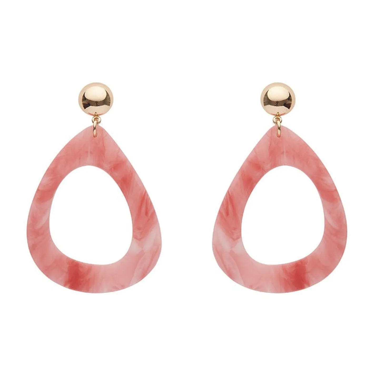 Erstwilder Statement Marble Resin Tear Drop Earrings - Coral^ Essential Earrings