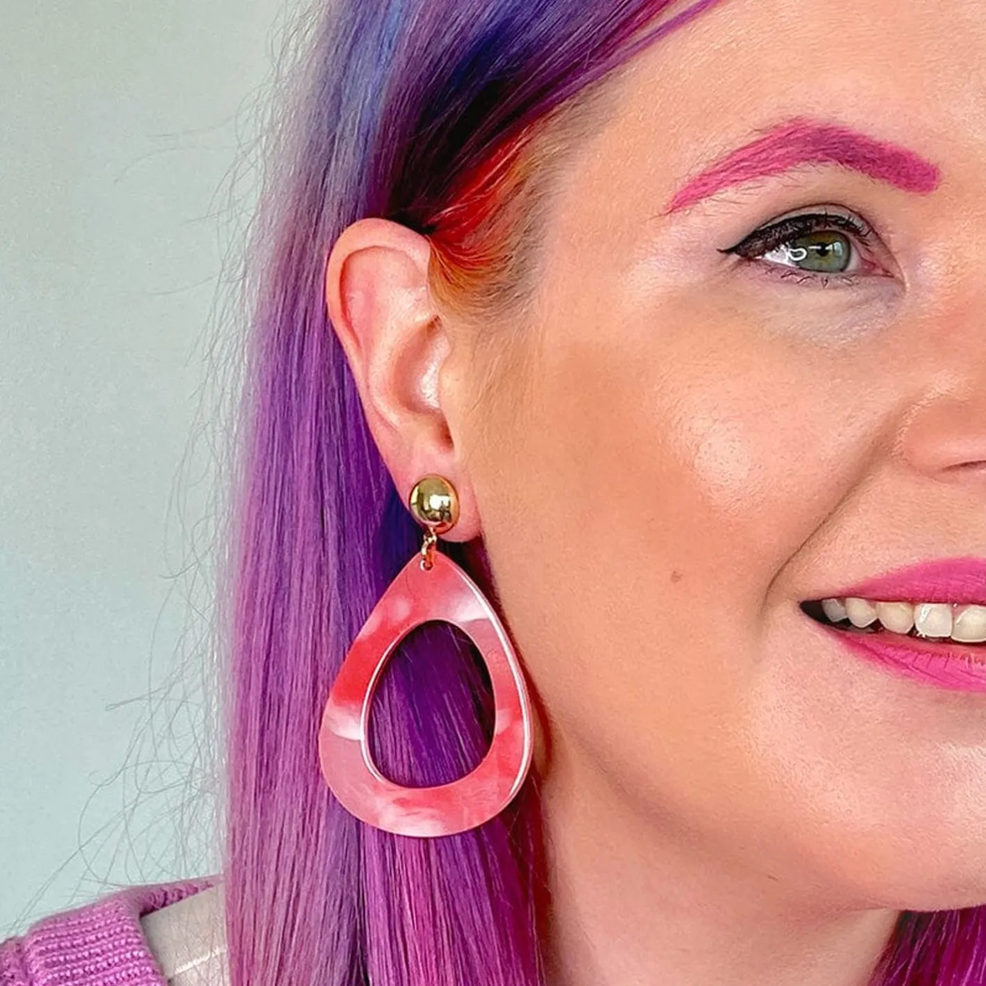 Erstwilder Statement Marble Resin Tear Drop Earrings - Coral^ Essential Earrings