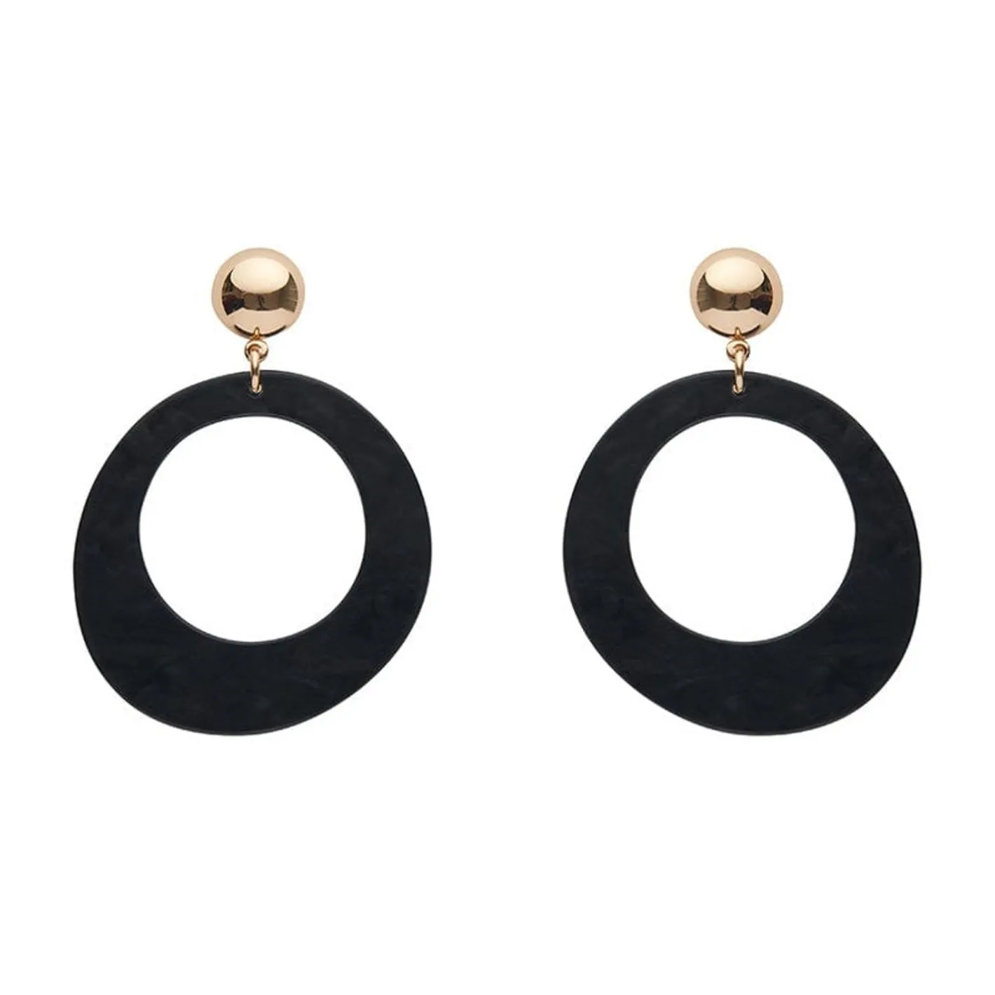 Erstwilder Statement Ripple Resin Circle Drop Earrings - Black^ Essential Earrings