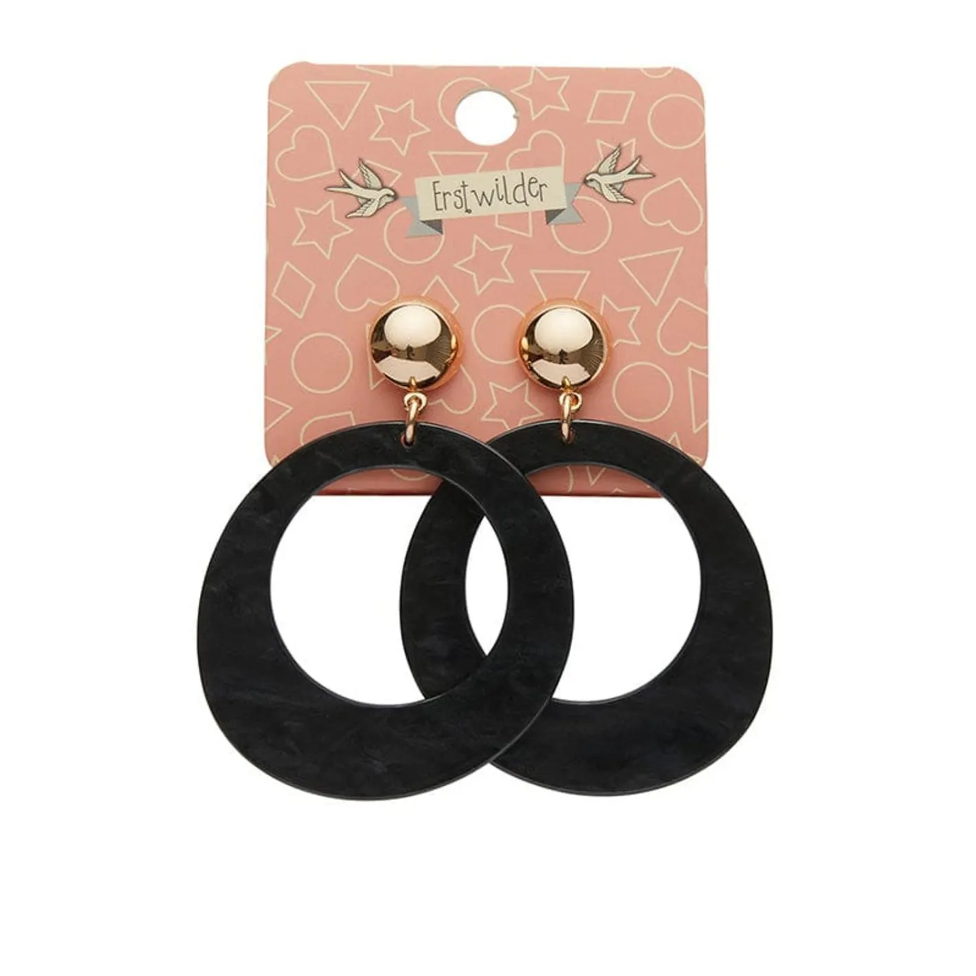 Erstwilder Statement Ripple Resin Circle Drop Earrings - Black^ Essential Earrings
