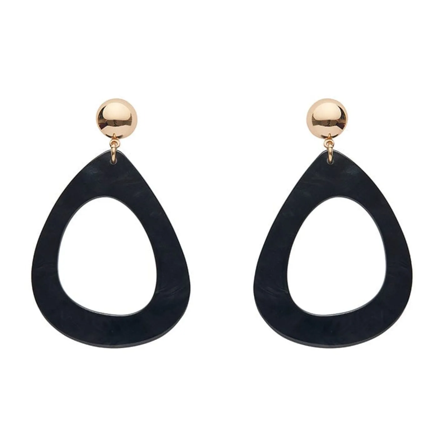 Erstwilder Statement Ripple Resin Tear Drop Earrings - Black^ Essential Earrings