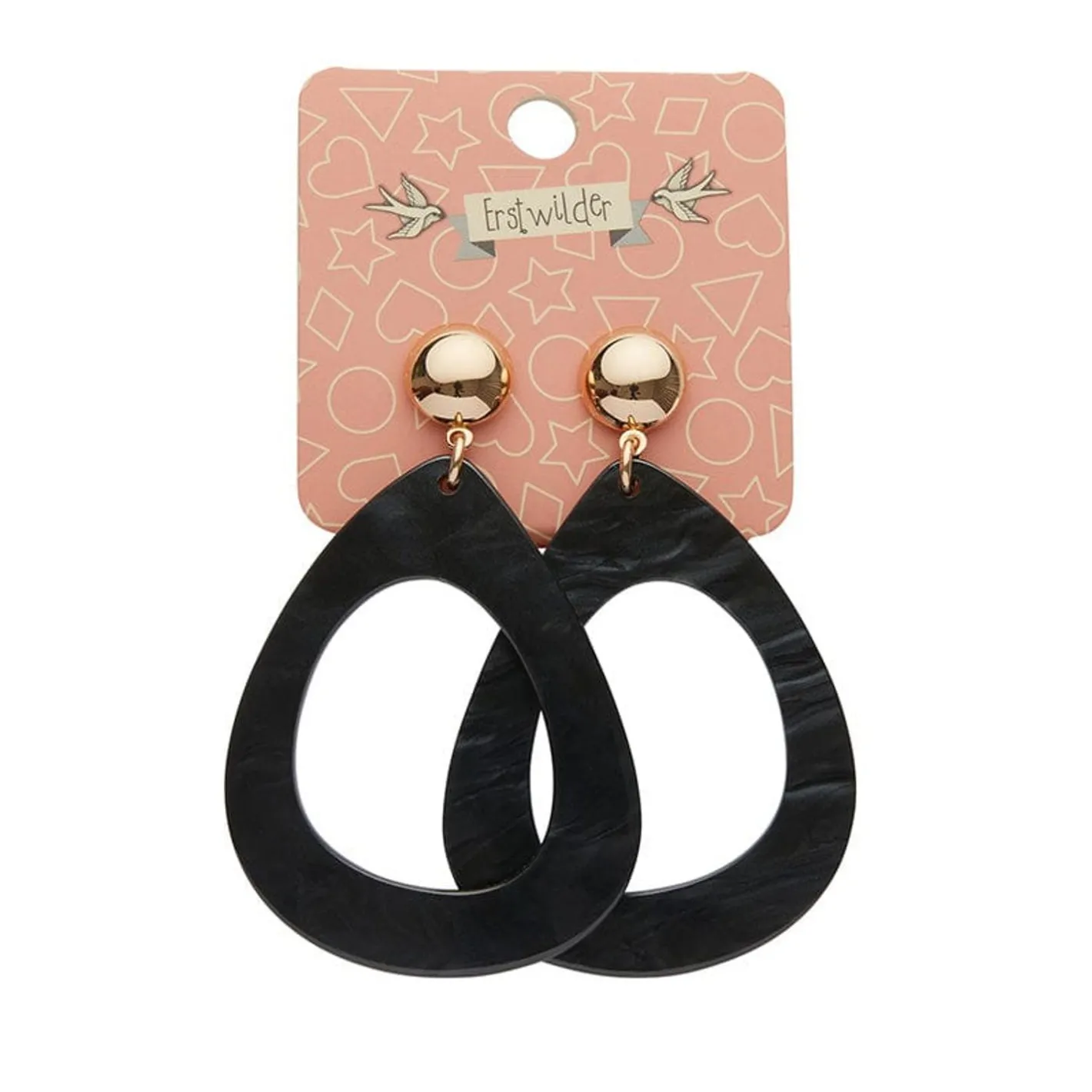 Erstwilder Statement Ripple Resin Tear Drop Earrings - Black^ Essential Earrings