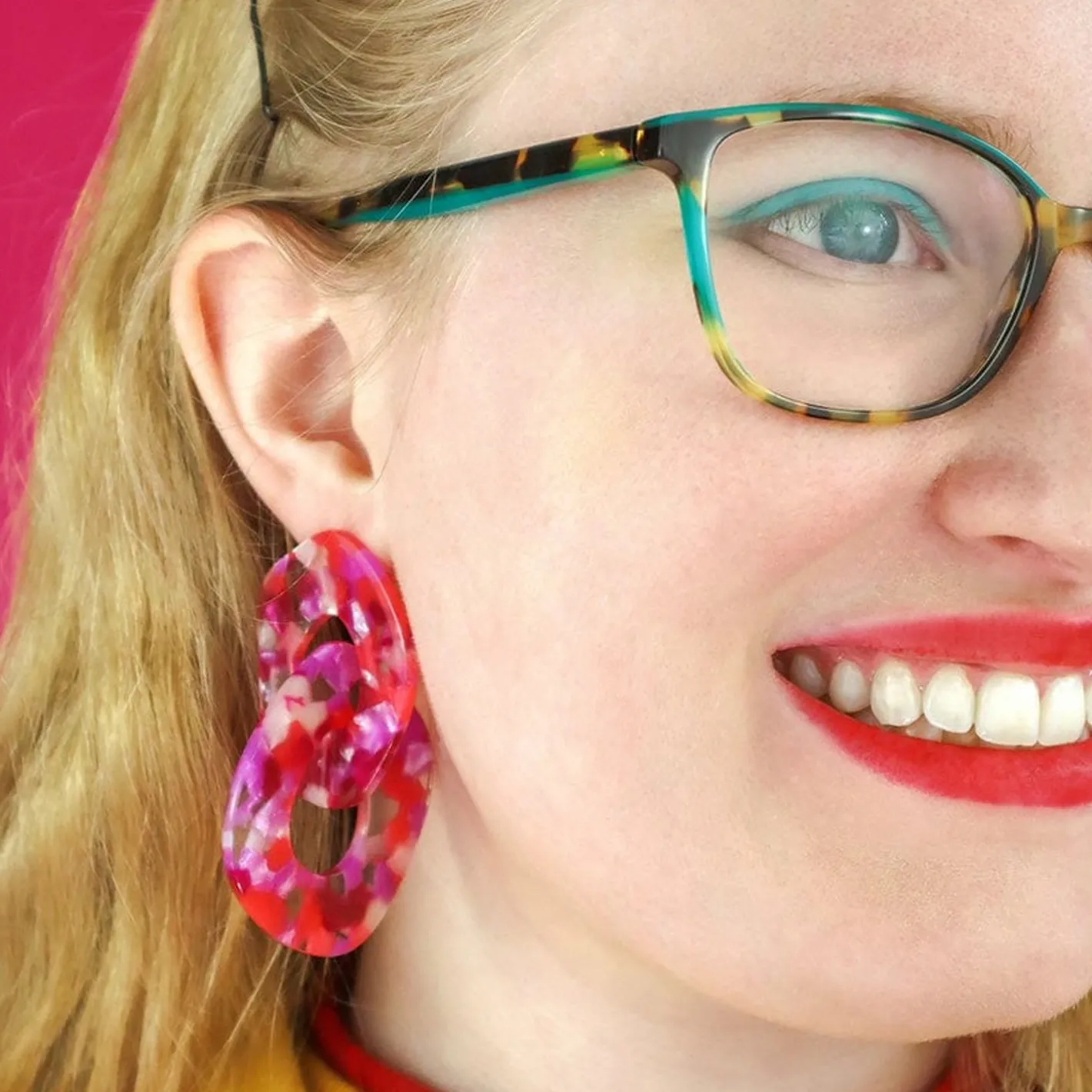 Erstwilder Statement Tort Chunky Chain Earrings - Pink^ Essential Earrings