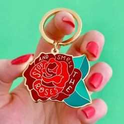 Erstwilder Stop And Smell The Roses Enamel Key Charm^ Enamel Key Rings