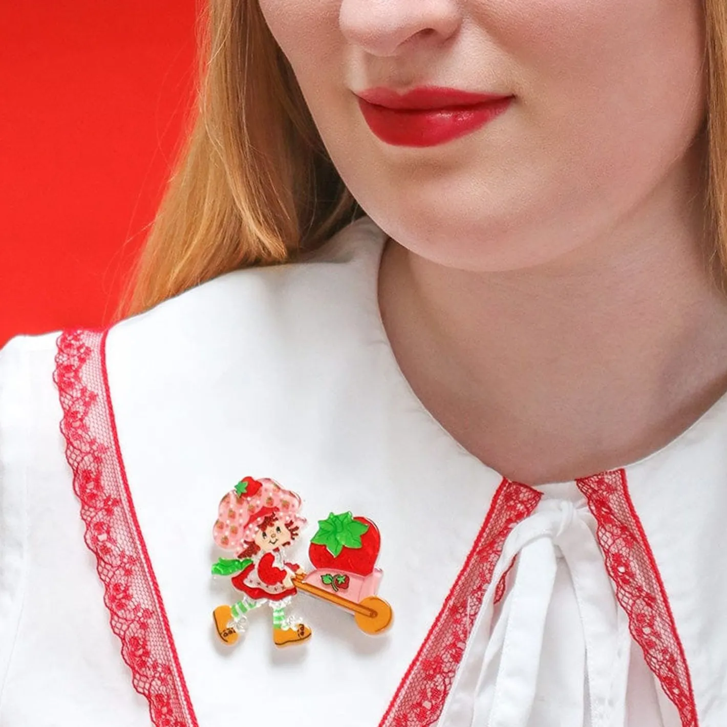 Erstwilder Strawberry Wheelbarrow Brooch^ Brooches