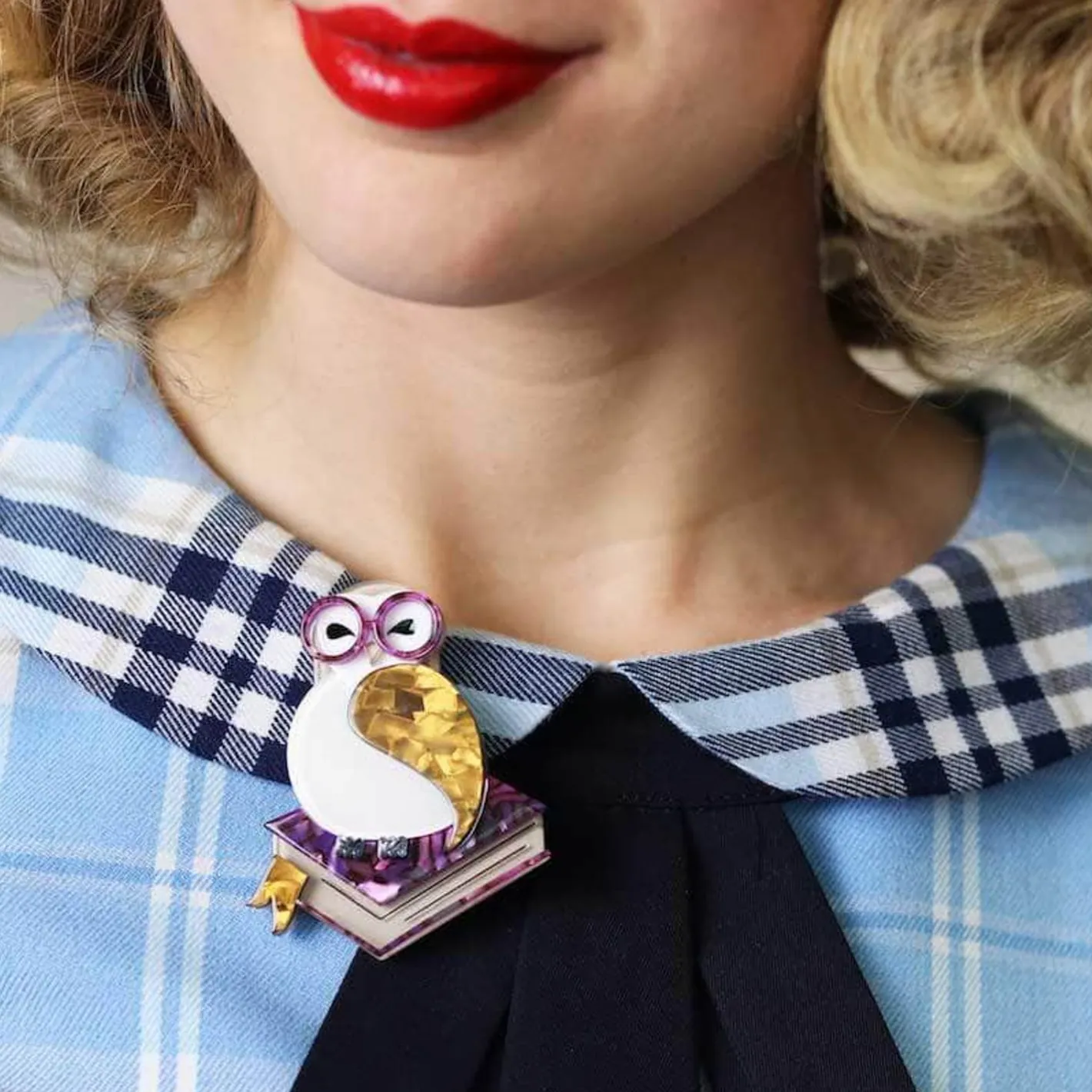 Erstwilder Studious Snow Owl Brooch^ Brooches