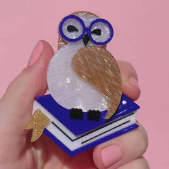 Erstwilder Studious Snow Owl Brooch^ Brooches