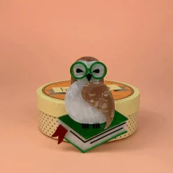 Erstwilder Studious Snow Owl Brooch^ Brooches