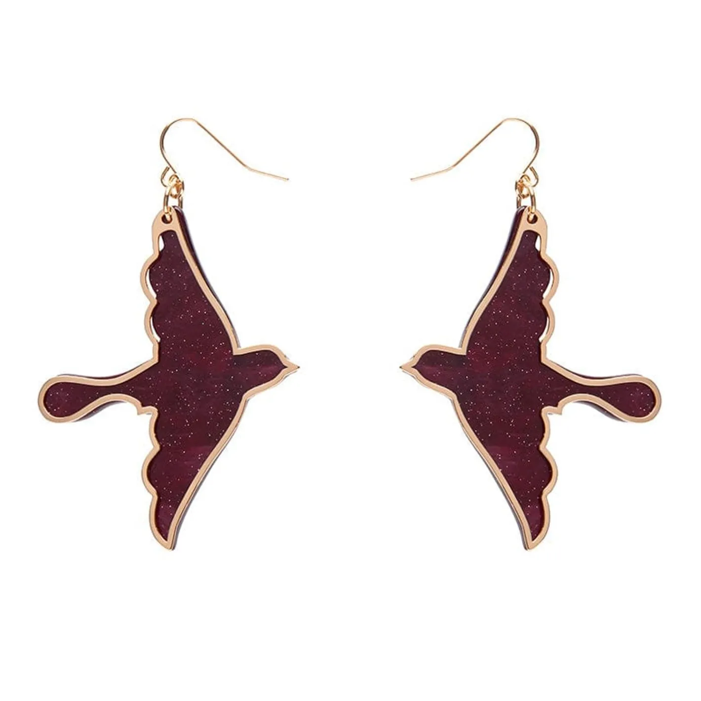 Erstwilder Swallow Ripple Glitter Resin Drop Earrings - Burgundy^ Essential Earrings