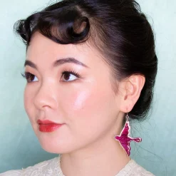 Erstwilder Swallow Ripple Glitter Resin Drop Earrings - Burgundy^ Essential Earrings
