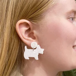 Erstwilder Terrier Textured Resin Drop Earrings - White^ Essential Earrings