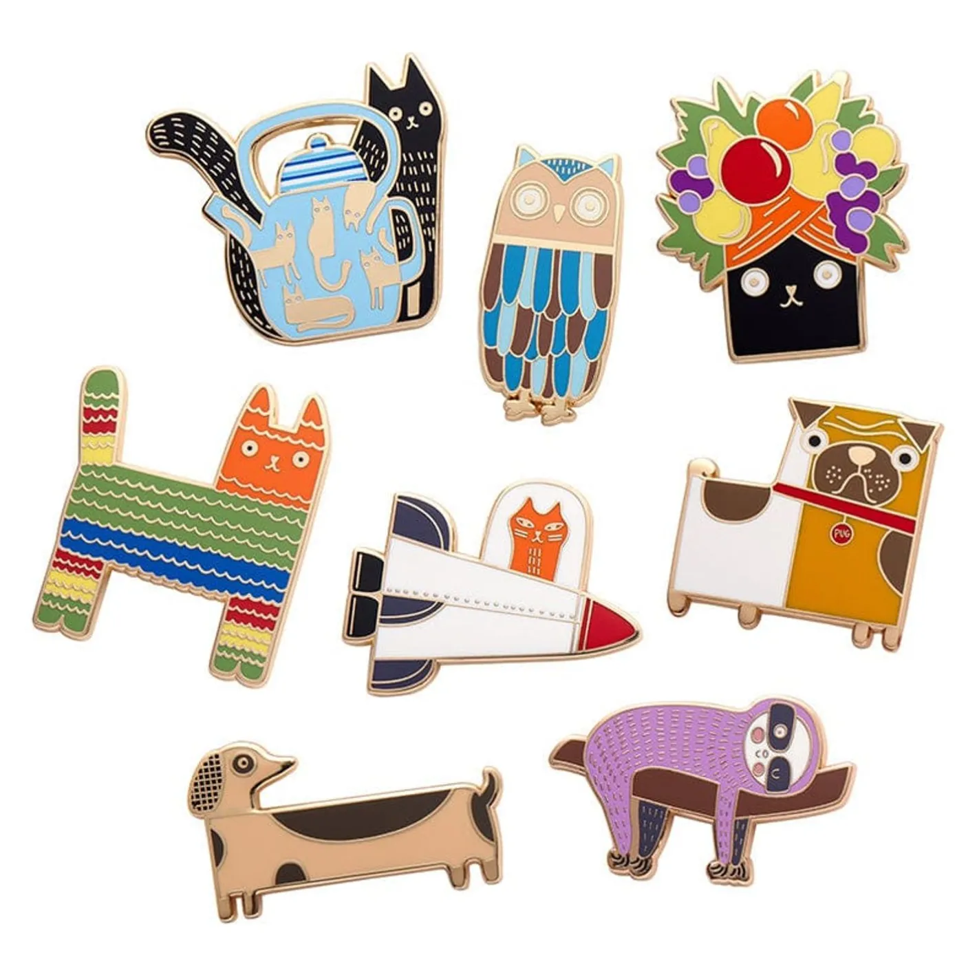 Erstwilder Terry Runyan Pin Pack - 8 Piece^ Enamel Pins