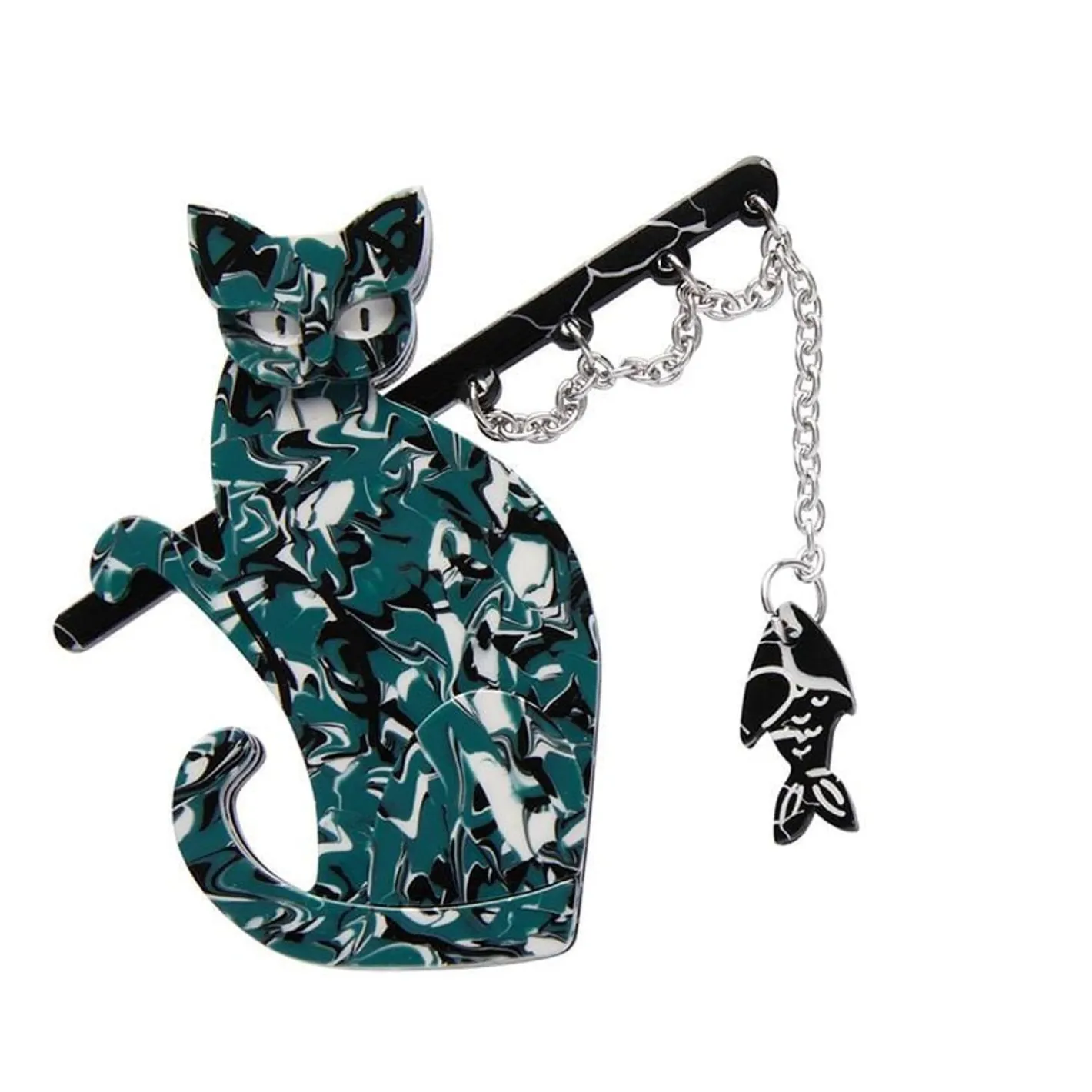 Erstwilder The Famous Fishing Cat Brooch^ Brooches