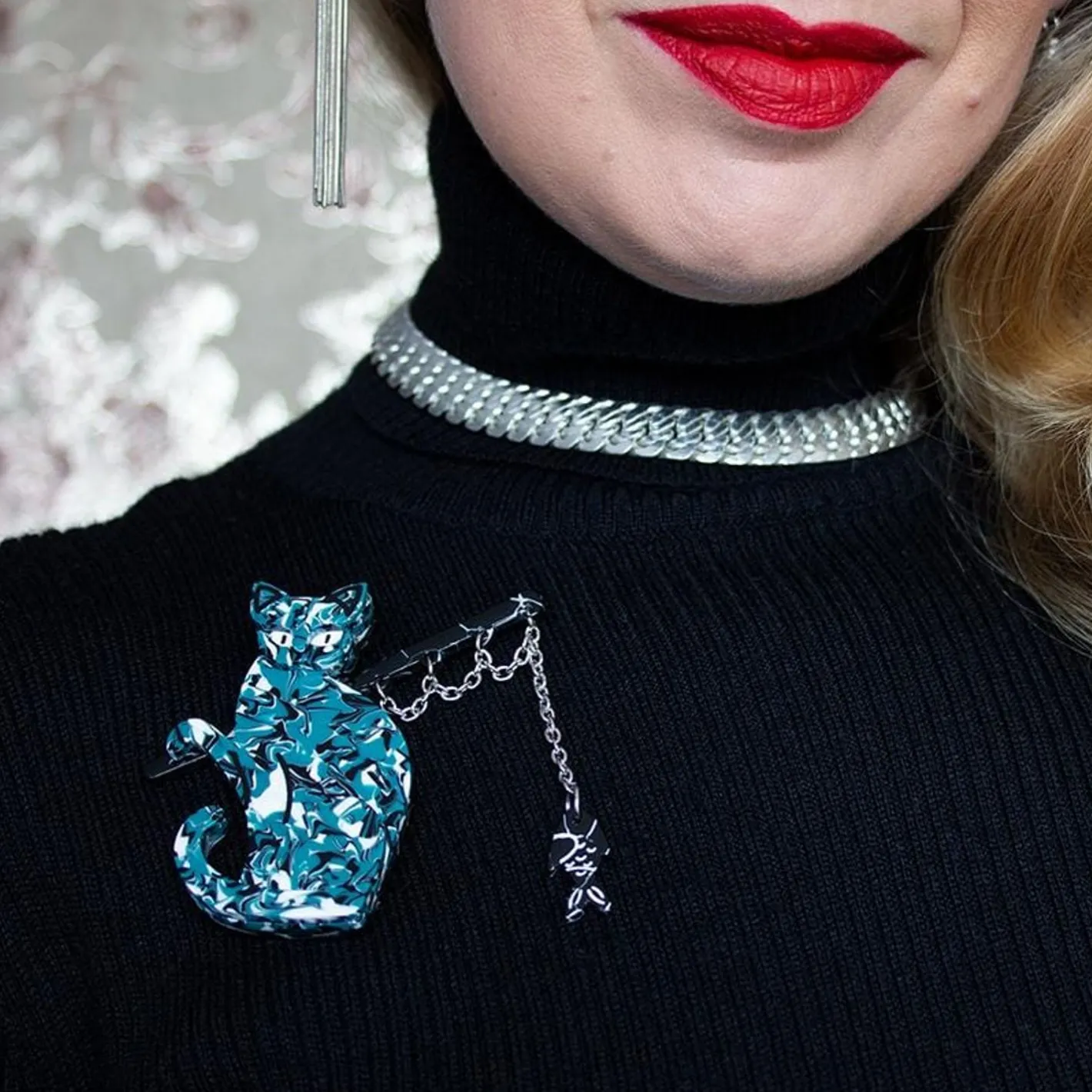 Erstwilder The Famous Fishing Cat Brooch^ Brooches