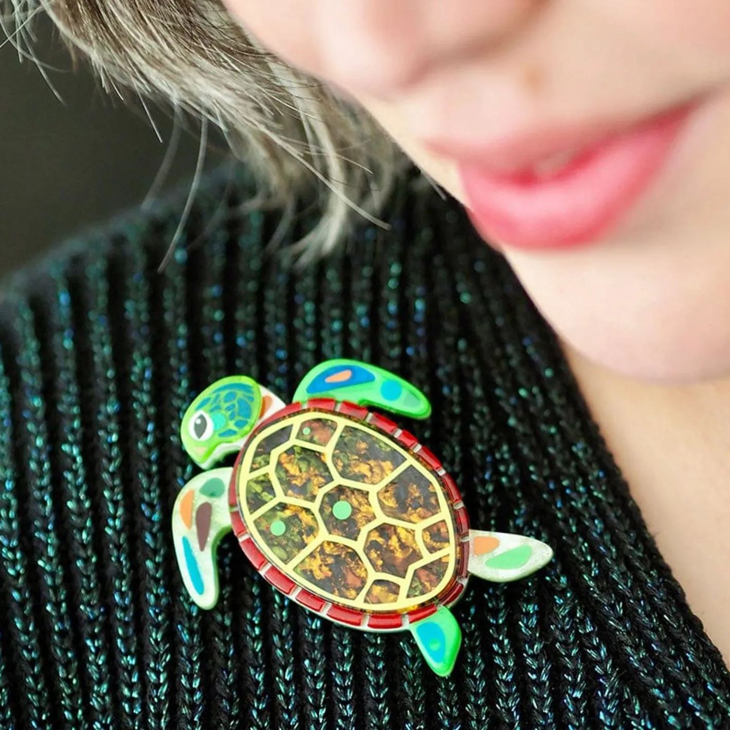 Erstwilder The Graceful Green Sea Turtle Brooch^ Brooches