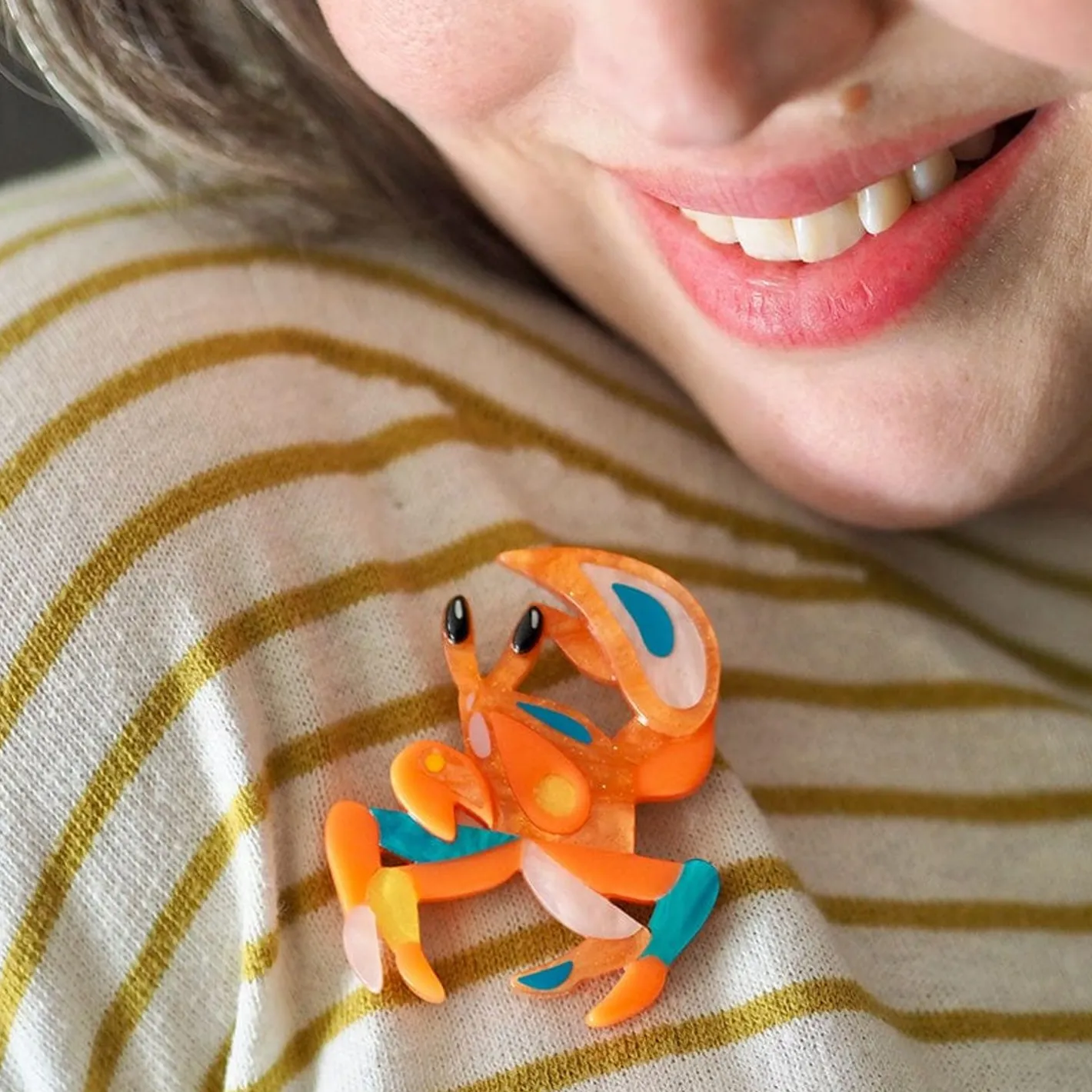 Erstwilder The Guarded Golden Ghost Crab Brooch^ Brooches