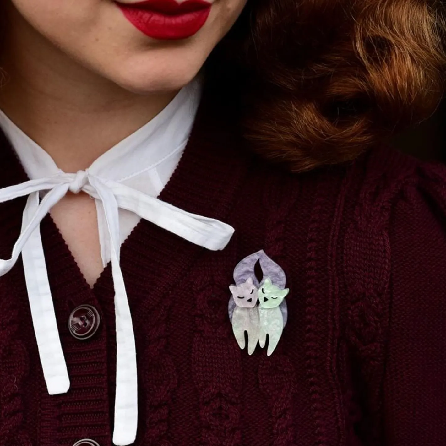 Erstwilder The Love Cats Mini Brooch^ Brooches