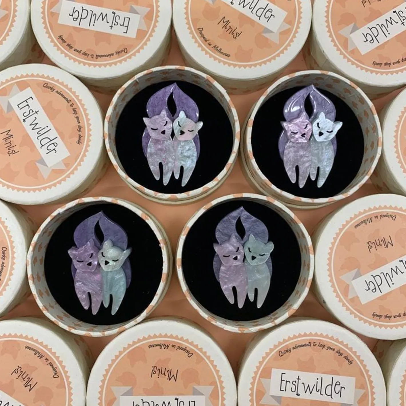 Erstwilder The Love Cats Mini Brooch^ Brooches