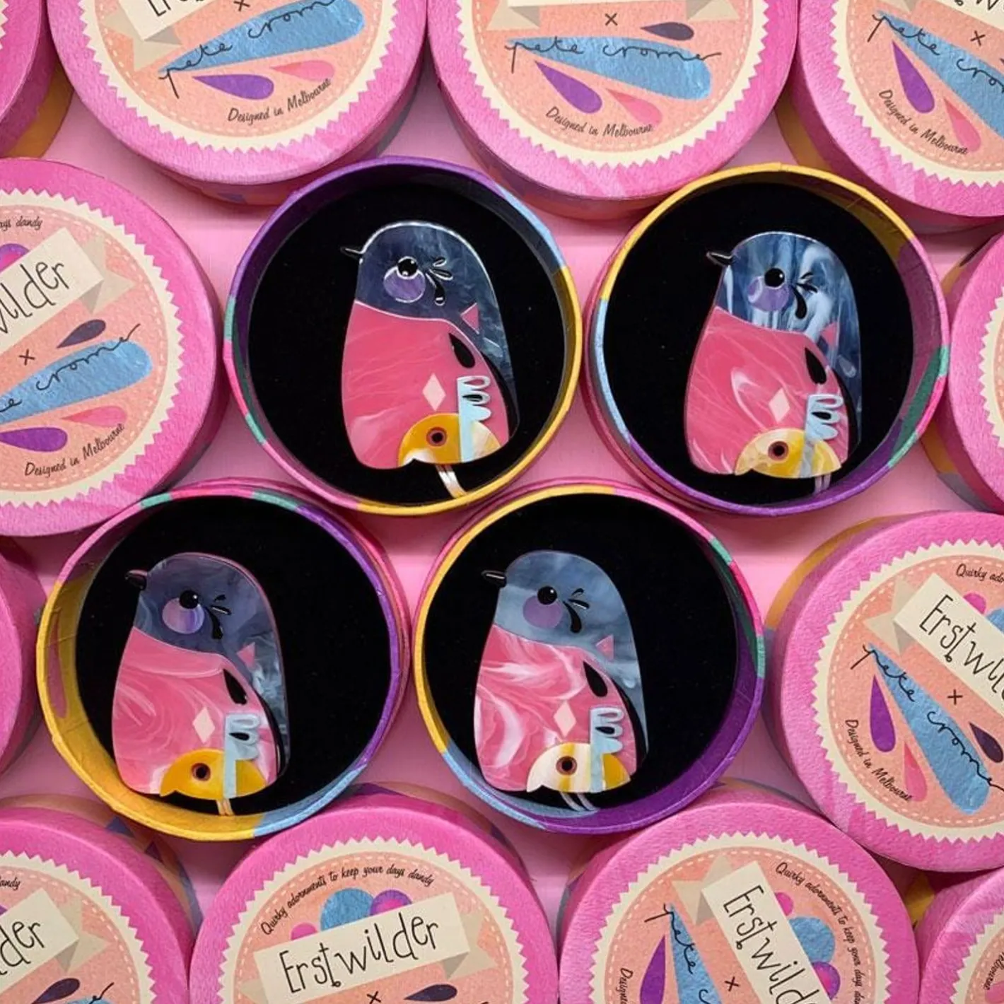 Erstwilder The Perky Pink Robin^ Brooches