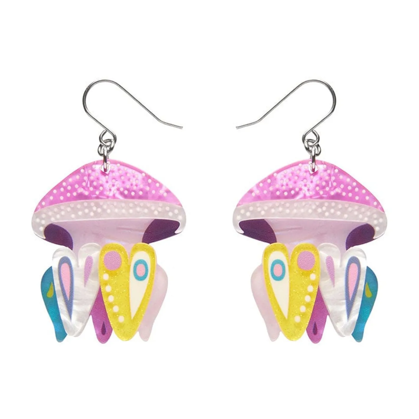 Erstwilder The Whimsical White Spotted Jellyfish Drop Earrings^ Earrings