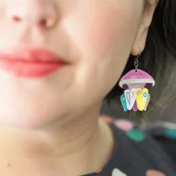 Erstwilder The Whimsical White Spotted Jellyfish Drop Earrings^ Earrings