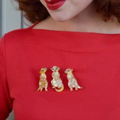 Erstwilder Three'S A Manner Meerkat Brooch Set^ Brooches