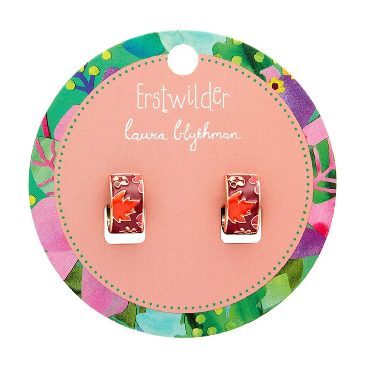 Erstwilder Turn A New Leaf Enamel Huggie Earrings^ Enamel Earrings