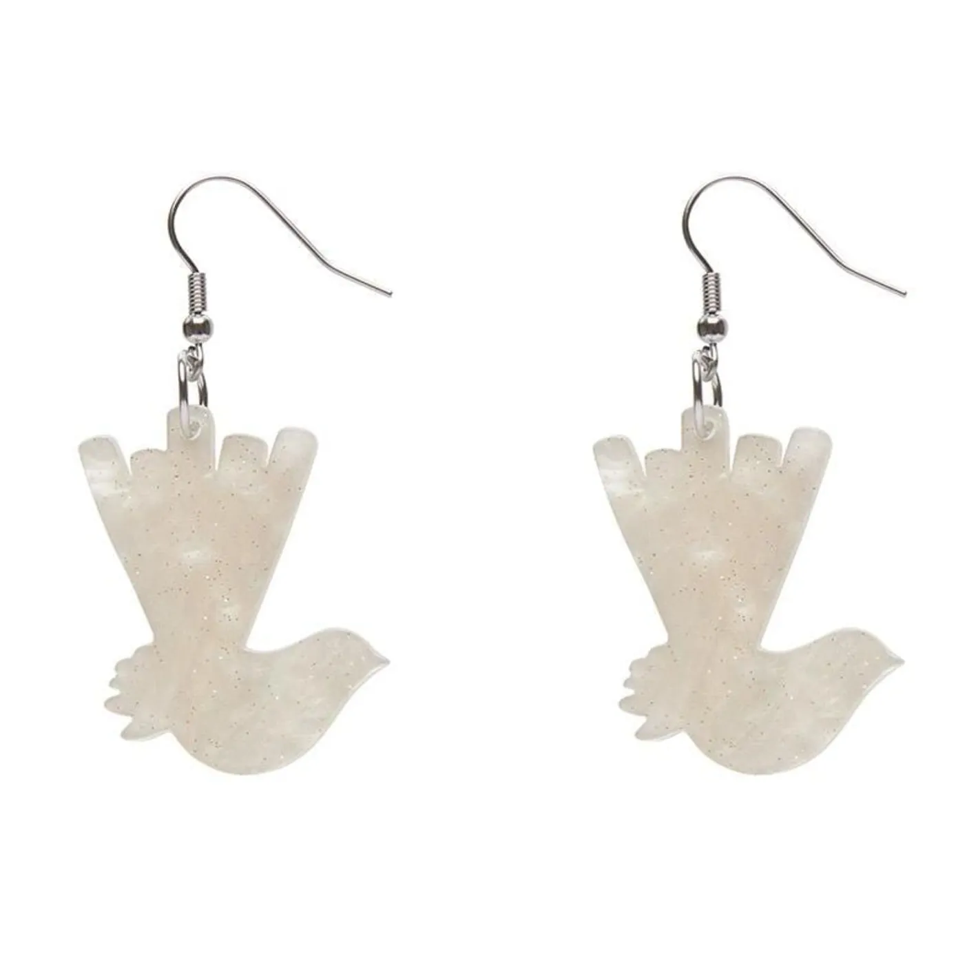 Erstwilder Wagtail Ripple Glitter Resin Drop Earrings - Cream^ Essential Earrings