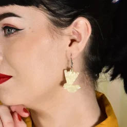 Erstwilder Wagtail Ripple Glitter Resin Drop Earrings - Cream^ Essential Earrings