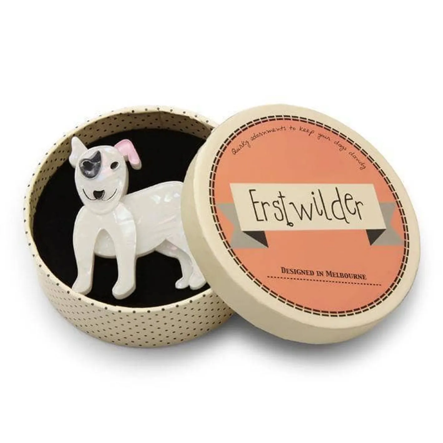 Erstwilder Willie The White Dog Brooch^ Brooches
