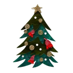 Erstwilder Yuletide Timber Brooch^ Brooches