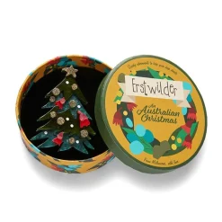 Erstwilder Yuletide Timber Brooch^ Brooches